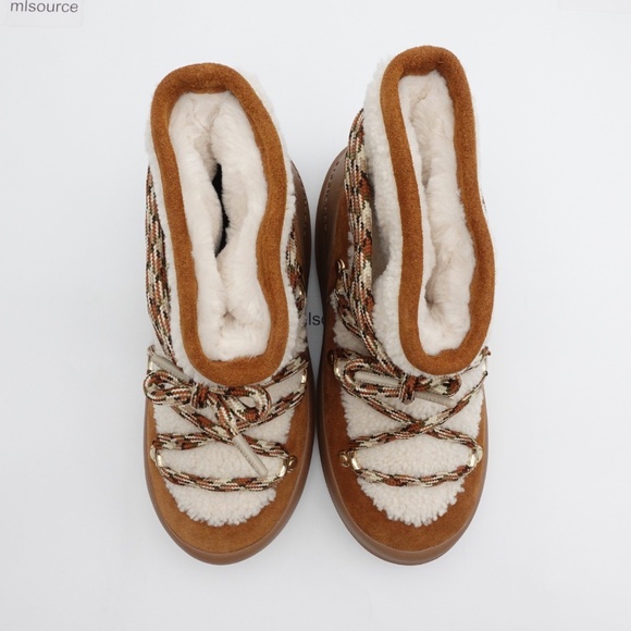 NEW Moon Boot Luna Shearling Suede Water Resistant Boots Women's Size 7 / 38 EU - Picture 4 of 8